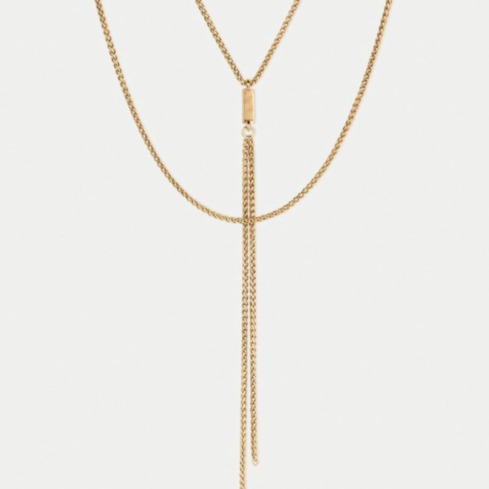 🆕 Lucky Brand Chain Layer Lariat Gold Necklace